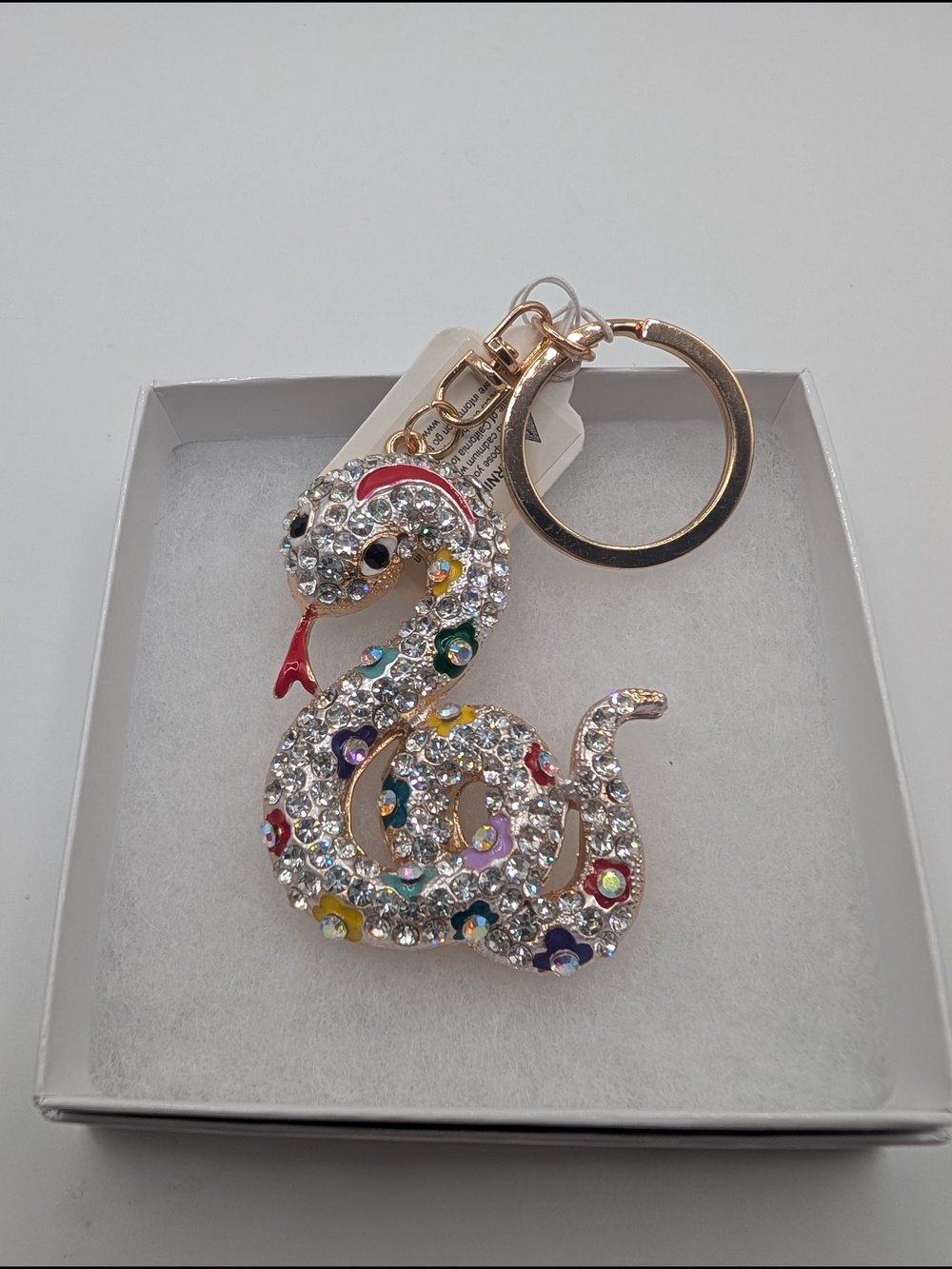 NWT Crystal Multicolor Snake Keychain Charm